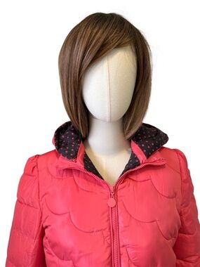 Girls' Pink Hooded Quilted Jacket